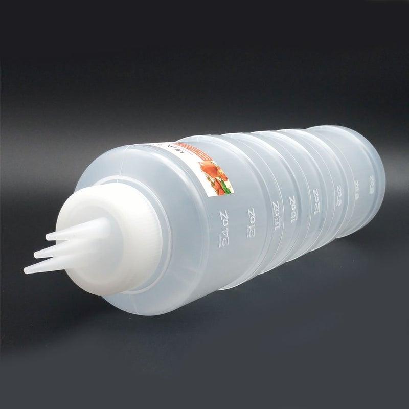 SUPIA 3 Hole Sauce Condiment Bottles Squeeze Dispenser Ketchup Salad Cruet Bin Oil Vinegar Bottle Kitchen Accessory (White 24oz - 700ml) - Image 3